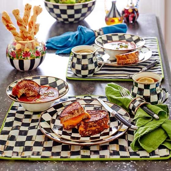 Mackenzie-Childs Courtly Check & Stripe Reversible Placemats Set of 4 - Picture 10 of 11